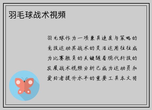 羽毛球战术視頻